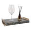 Plateau décoratif en métal et pierre pour entrée - Centre de table avec poignées - 38 cm, gris et or