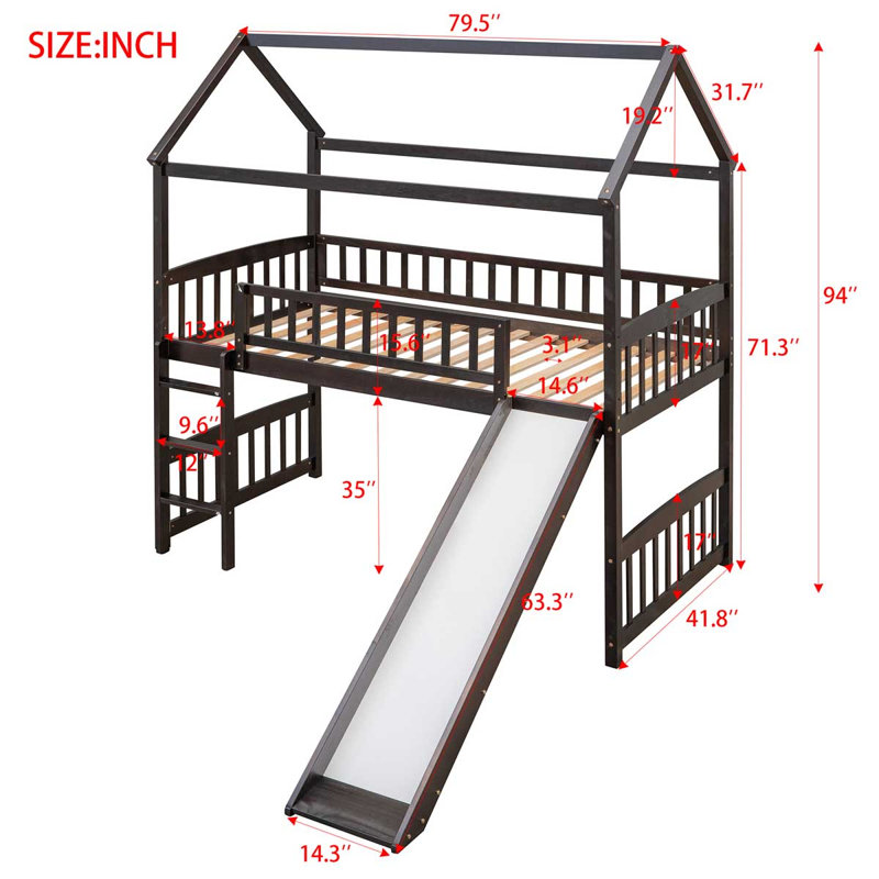 Lit mezzanine simple Goehner par Harper Orchard, Espresso