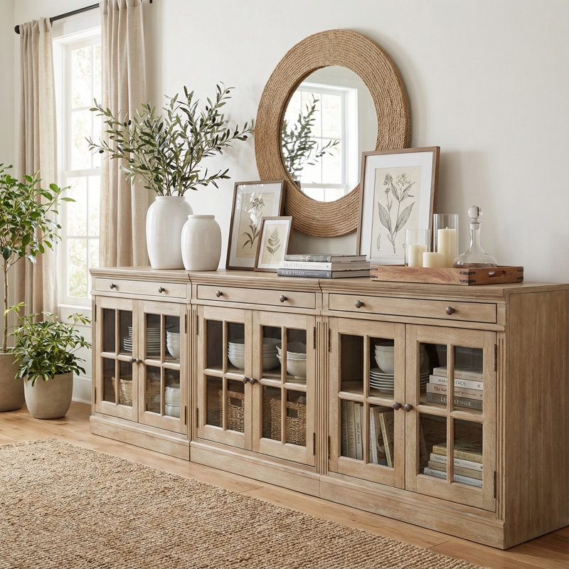 Buffet en bois massif avec meuble télé en bois de pin et miel