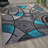 Sioar Modern Turquoise and Gray Abstract Pattern Area Rug-400417059