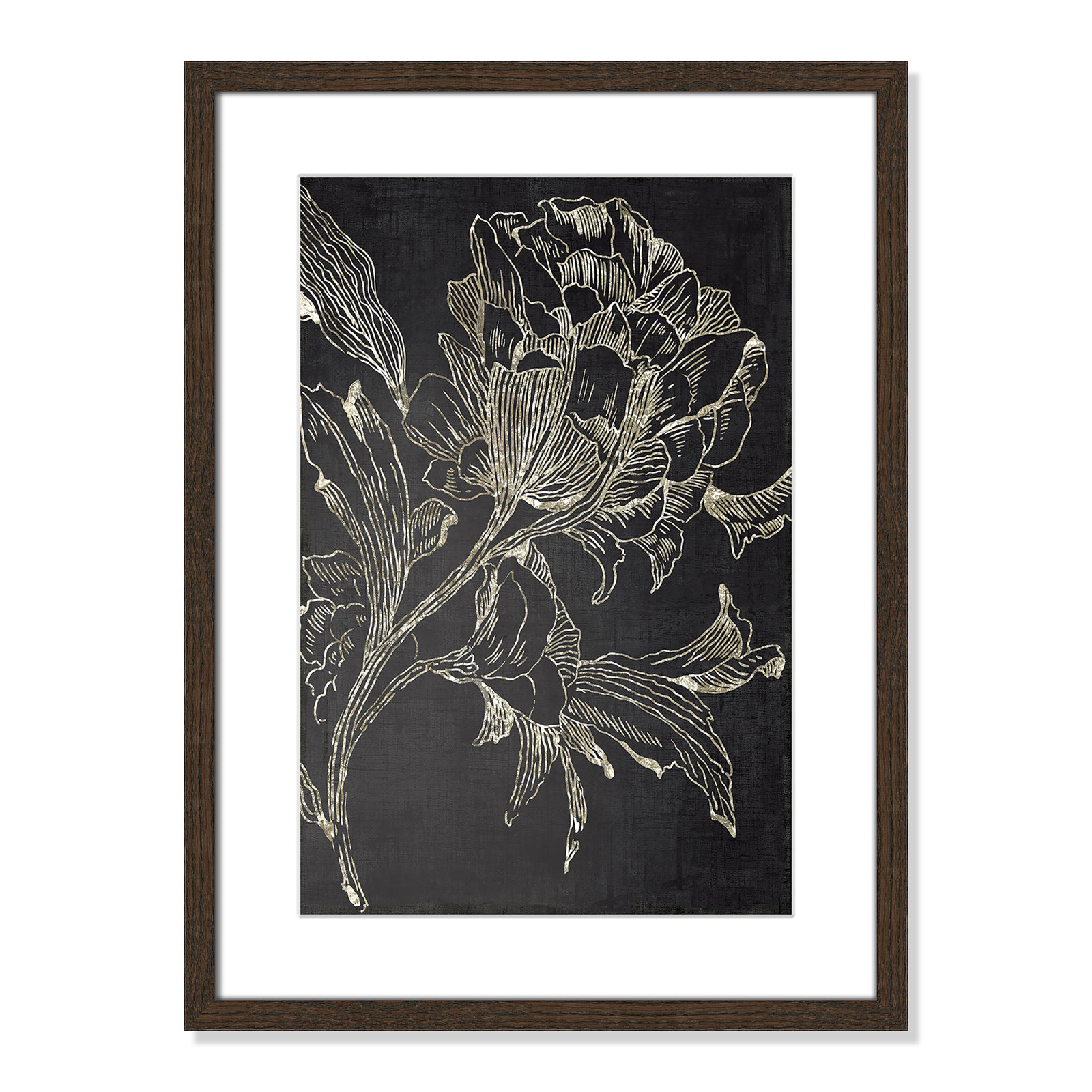 Golden Flower Folklore I by Asia Jensen - Picture Frame Graphic Art Print, 23" H x 17" W, Walnut Framed