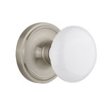 White Porcelain Interior Mortise Door Knob with Classic Rosette
