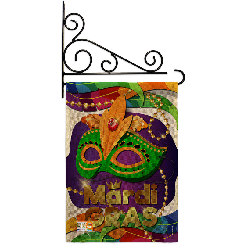 Mardi gras à 2 côtés en toile jute 19 x 13 po ensemble de drapeau