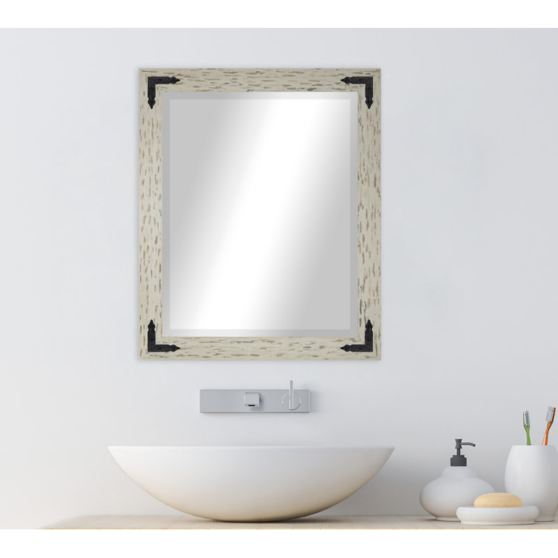 Tuohy Solid Wood Flat Wall Mirror, Cream/Black, 35"  x 29" 