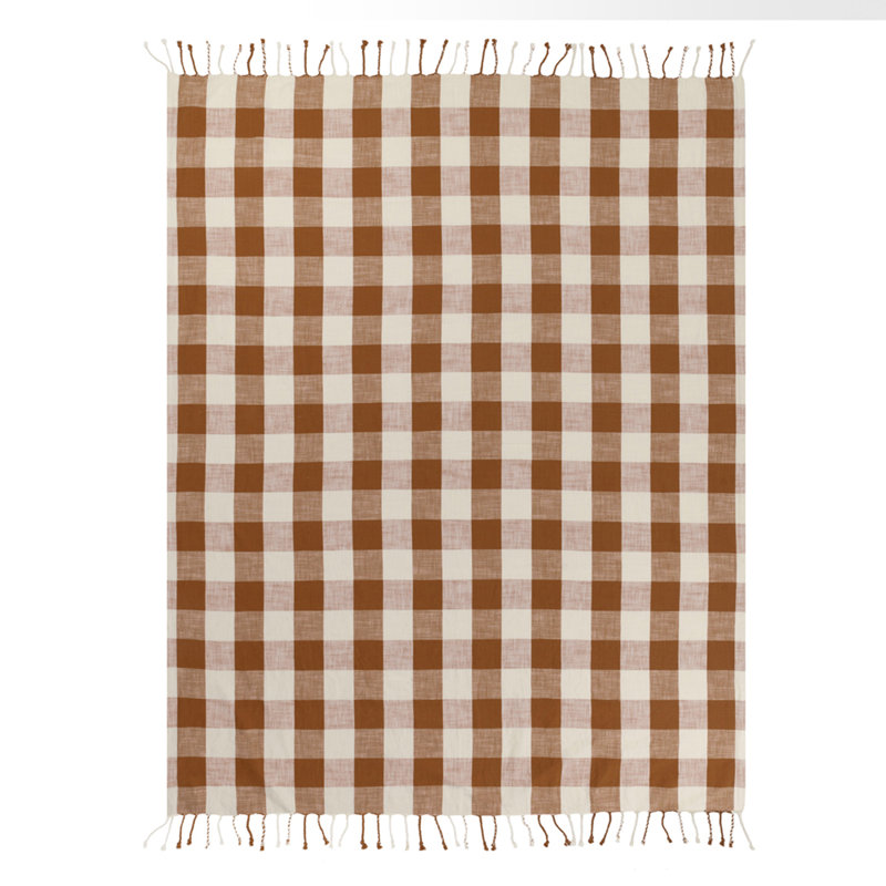 Landrich Hand Woven Throw Blanket, Orange/White