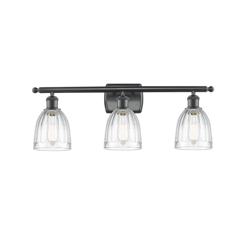Éclairage pour salle de bain 3 lumières Dunder, Ampoule incandescente rétro de 60 watts, Transparent, Noir mat