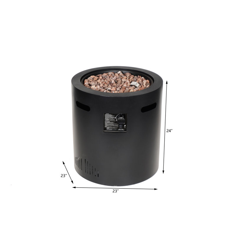 Hephaestus 24" Black Steel Round Propane Fire Pit Table