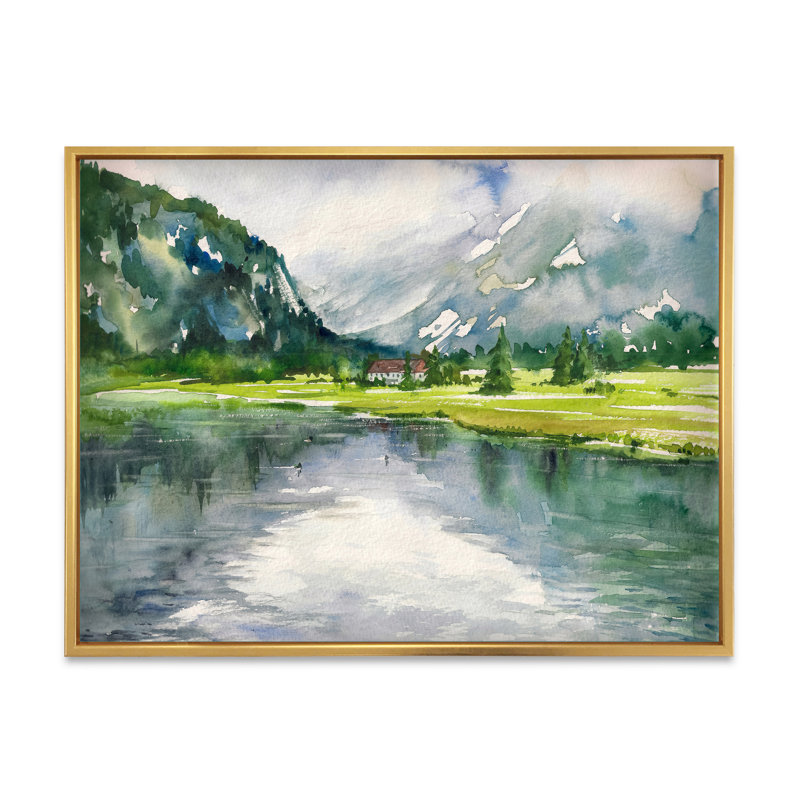 Paysage, art mural sur toile, rivière d'été, reproduction d'art - Paysage d'été avec rivière, H 24 po x l 32 po