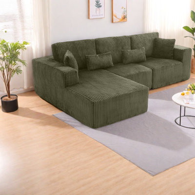 Spacious Modular Sofas, Chenille L-shaped Couch For Modern Living Room