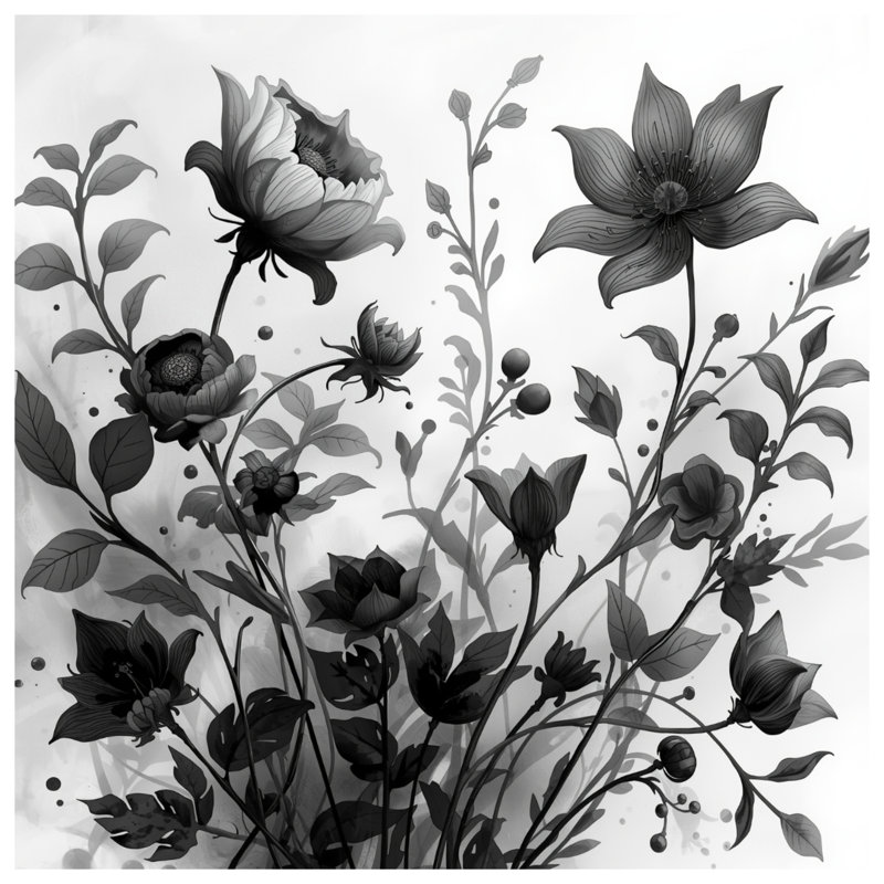 Rideaux de fenêtre à motif botanique monochrome, 50 po x 92 po - 1 panneau, Blocage
