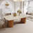 Dining Table With Unique Travertine Slab Top And Semi-Circular Stripe Base （1 item 2 packages）