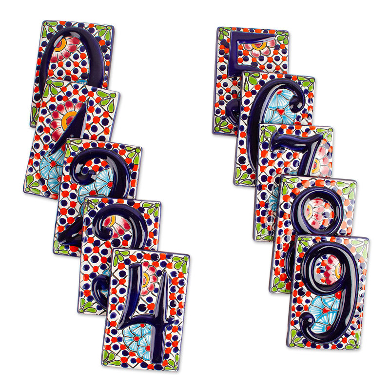 Novica Handmade Numerical Home Ceramic Address Plaque