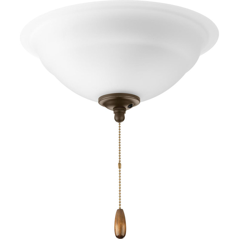 Bowl 2 - Light Universal Ceiling Fan Bowl Light Kit, Brushed Nickel/White