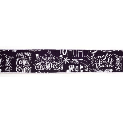 180'' Fabric Christmas Phrases Ribbon