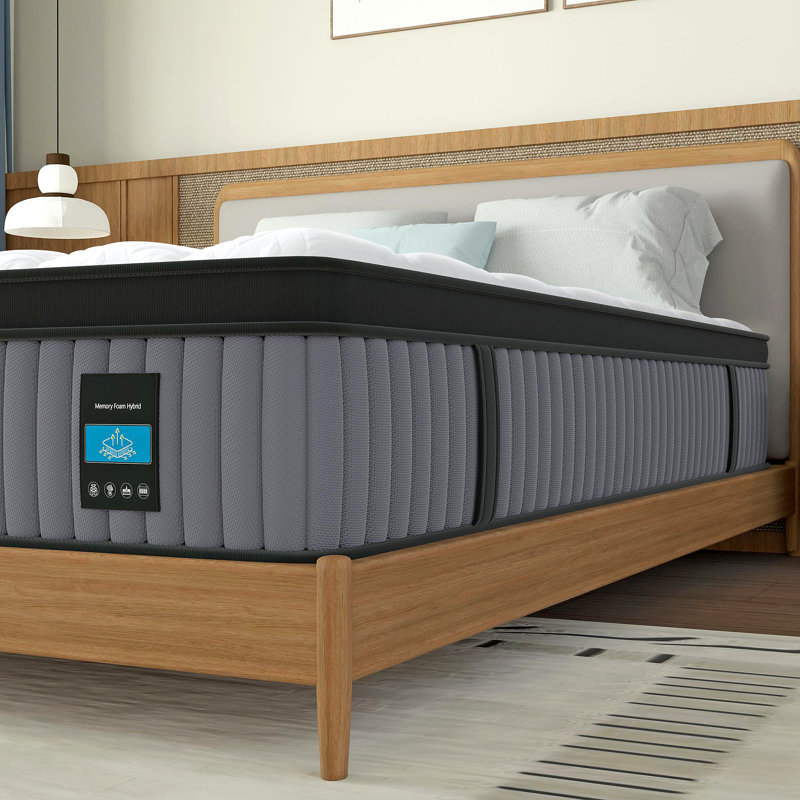 14 Inch King Hybrid Mattress, Memory Foam & Pocket Spring Bed, Cooling Ergonomic Mattress for Pressure Relief, Back & Hip Support