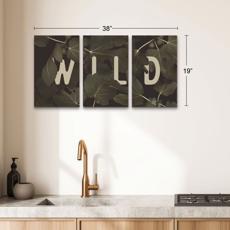 Ensemble de 3 panneaux - Florent Bodart «Wild 2», art mural sur toile pour le salon, la chambre à coucher ou le bureau 