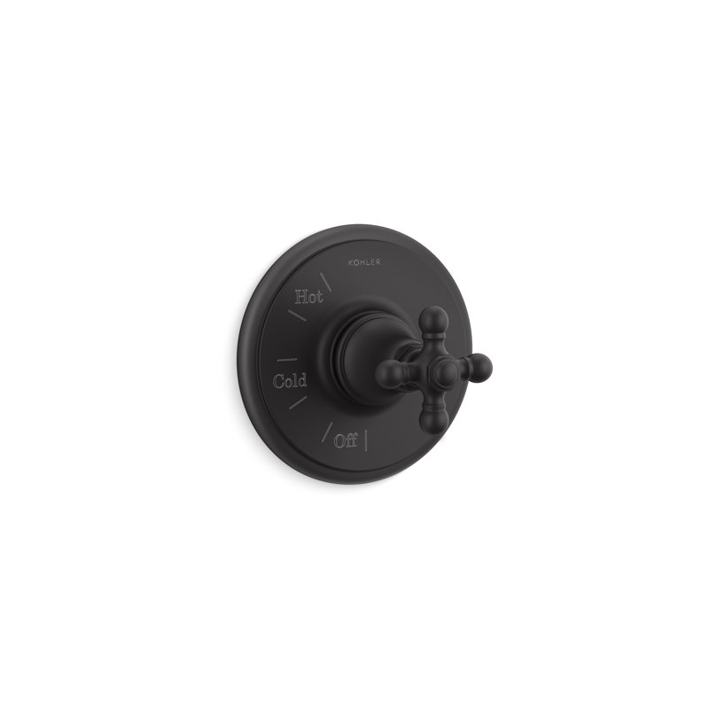 Artifacts® Rite-Temp® Valve Trim with Cross Handle, Matte Black