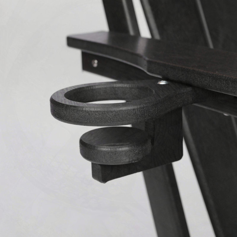 Chaise Adirondack pliante en PEHD avec porte-gobelet - Noir, Noir