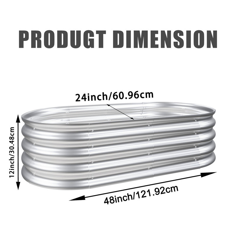 Raised Garden Bed Kit, 12" H x 46.65" W x 24.60" D