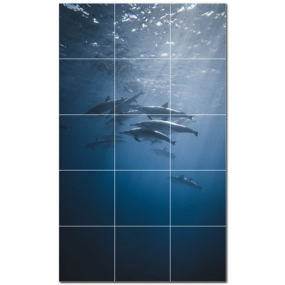 Murale décorative en céramique 4,25 po x 4,25 po Dolphin Photo