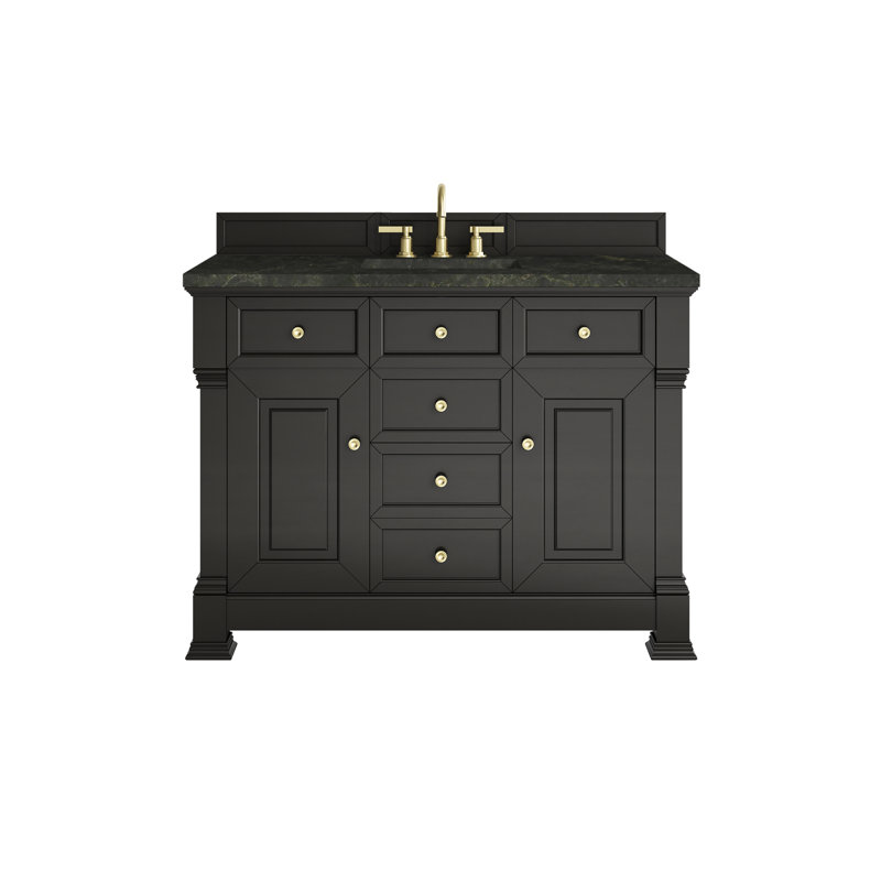 Brookfield 48'' W Single Vanity, Widespread, Victorian Silver, Black Onyx