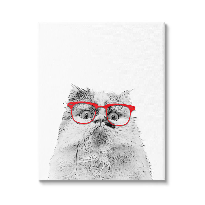 «Au-560-Canvas, Drôle de chat portant des lunettes sur toile» par Annalisa Latella, impression, H 30 po x l 24 po x P 1,5 po