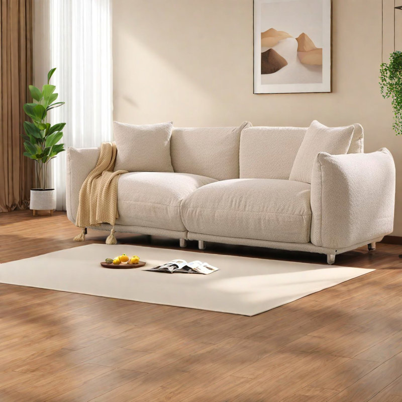 Élégants canapés en velours beige de style contemporain pour les chambres familiales