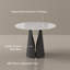Table de coin-repas moderne de 35 po, petite table de salle à manger pour coin-repas et espaces compacts, plateau en pierre frittée blanc brillant avec base en métal noir, table facile à nettoyer-1974035705-1974035707-1974035710