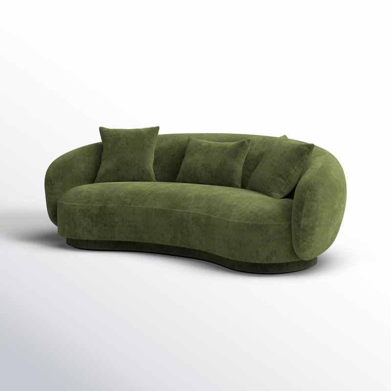 Canapé à accoudoirs encastrés Rollin, Velours vert délavé