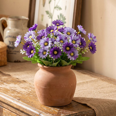 Paquet de 6 tiges de fleurs de marguerite artificielles, fleurs artificielles en soie multicolores pour vase, centre de table, décor de jardin et de ferme