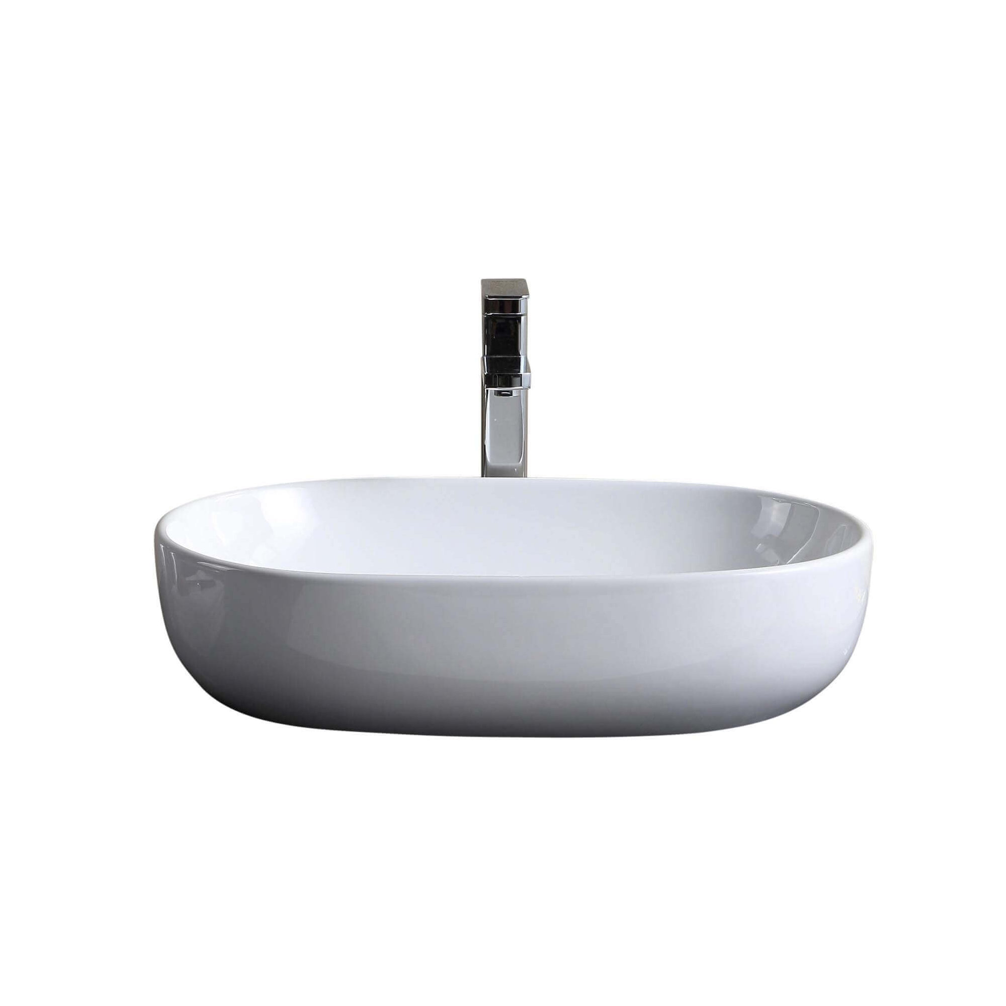 Modern Vitreous China Oval Vessel Bathroom Sink