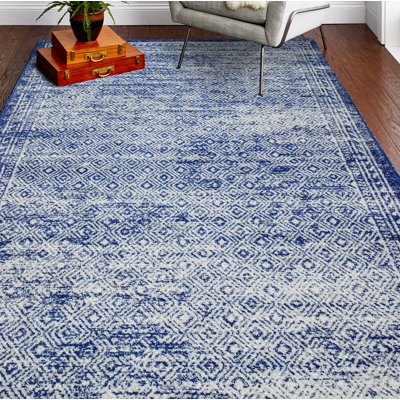 Chupp Geometric Dark Blue Area Rug