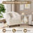 Accent Barrel Chair, Modern Furry Teddy Fabric Club Chair, Upholstered Armchair With A Side Pocket For Living Room/Bedroom/Reception Room, Teddy White-994514539