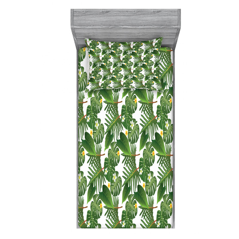 Microfiber Floral Sheet Set, Twin Sheet Set with Fitted Sheet