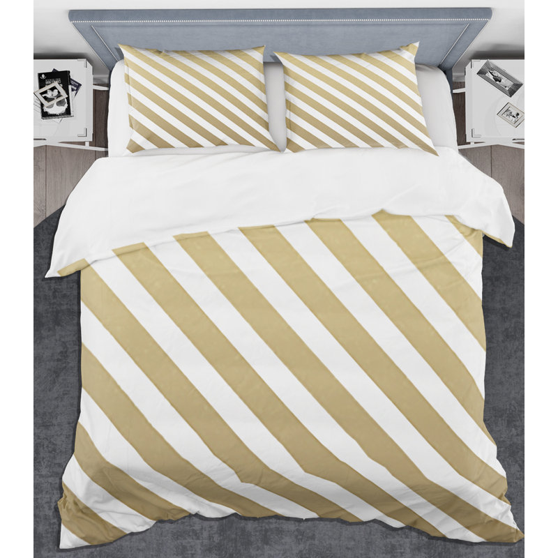 Ensemble de housse de couette en diagonale mid-century, Housse de couette très grand + 2 taies décoratives