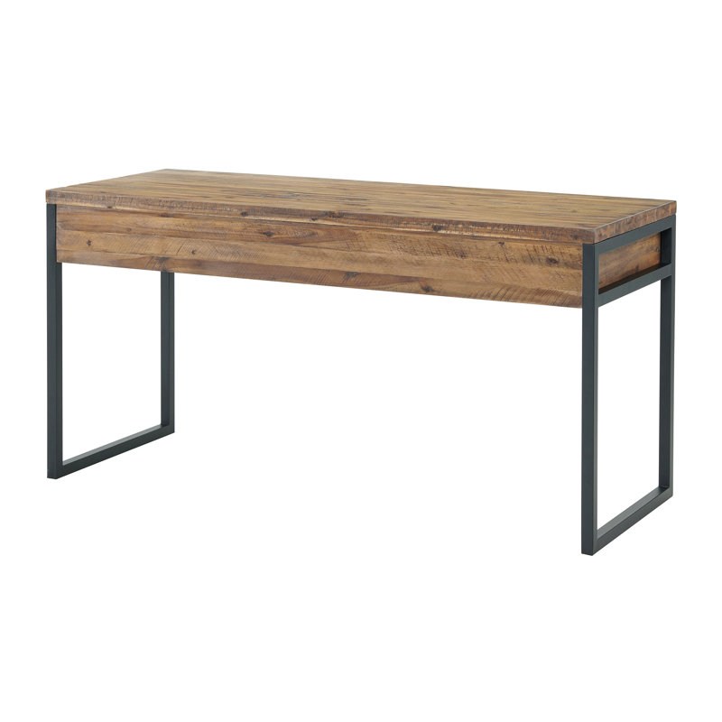 Solid Wood Top Metal Base Writing Desk, 76.2cm H x 152.4cm W x 58.42cm D