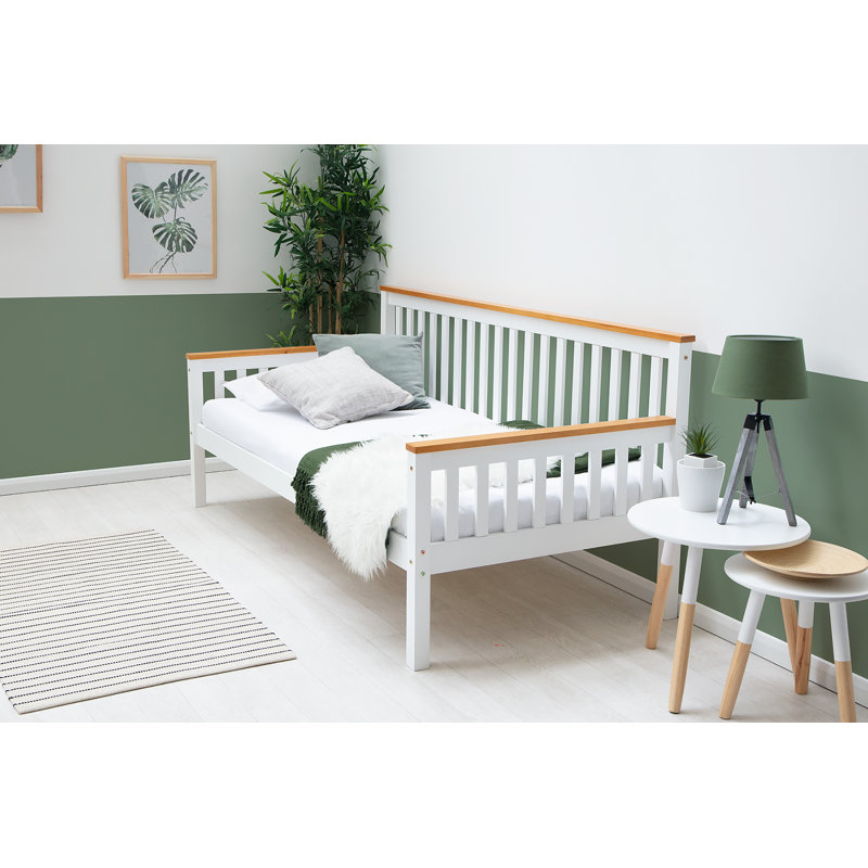 Demers Solid Wood Daybed with Mattress, White/Oak