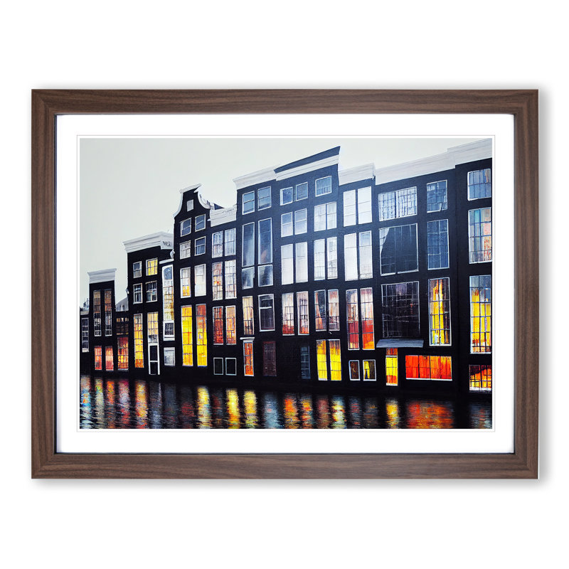 Amsterdam Architecture - Framed Print, 34cm H x 46cm W x 2cm D, Walnut Framed