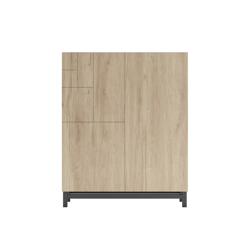 18 Pair Shoe Storage Cabinet, Light Oak/Graphite