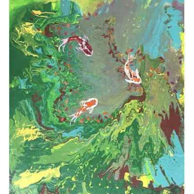 Koi Fishes | Acrylic Color Painting On Canvas | Shelja Garg