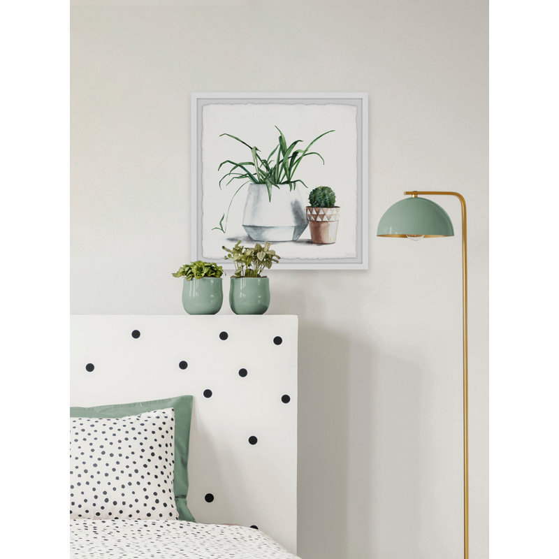 Potted Green Plants - Single Picture Frame Painting, 45 cm H x 45 cm W