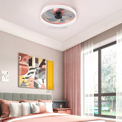 Ventilateur de plafond moderne de 19,7 pouces avec lumière et télécommande, ventilateur de moteur à courant continu intelligent à 5 pales avec ensemble d'éclairage à DEL à intensité variable, fonctionnement silencieux réversible à 6 vitesses, pour une utilisation dans la chambre à coucher à l'intérieur