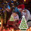 Arbre de Noël en céramique - Décoration d'arbre de Noël de table de 14,5 po avec lumières multicolores et cime d'arbre étoilé à piles (pile non incluse)