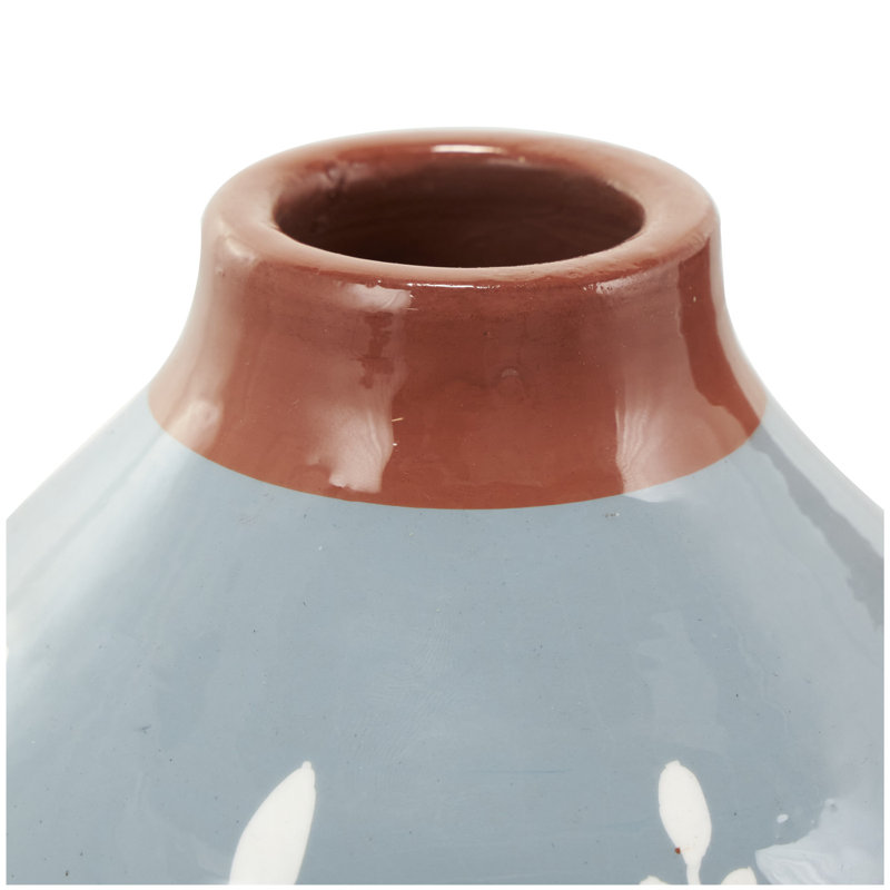 Blue and Terracotta Ceramic Bud Vase Set of 3