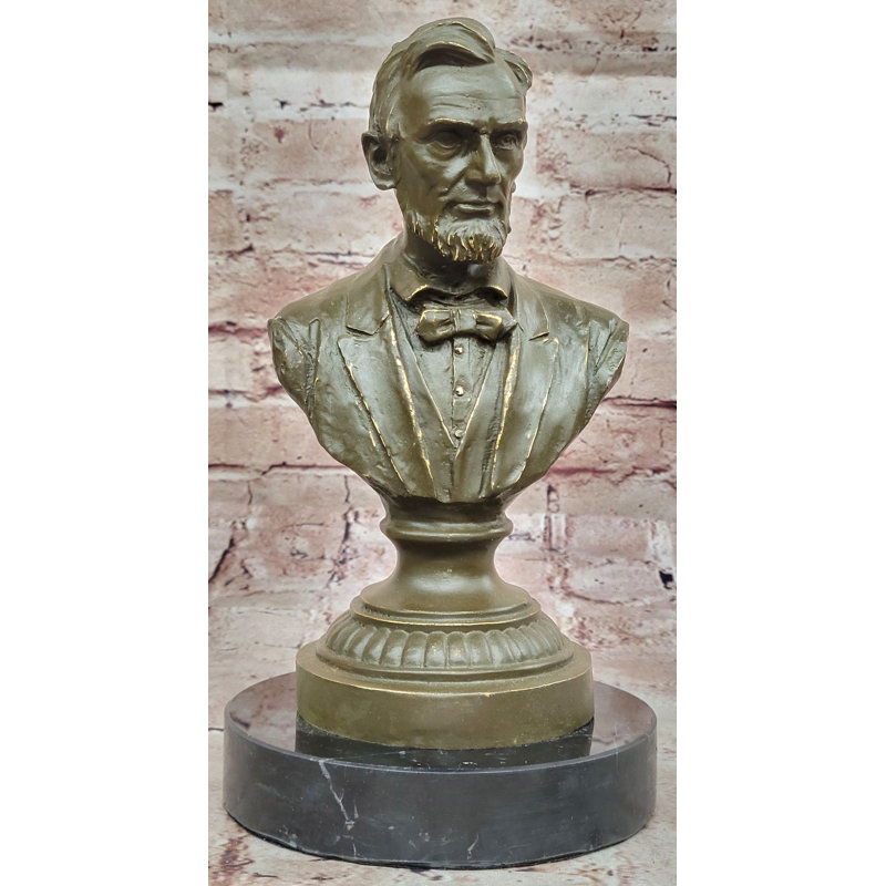 Statue présidentielle de bronze à buste Abraham Lincoln sur base de marbre
