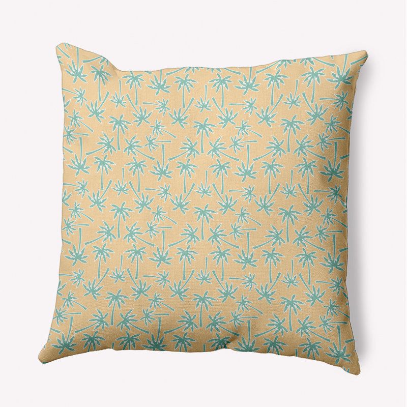 Coussin décoratif à motif palmier O5PF1616YE32GR62, H 18 po x l 18 po, Carré