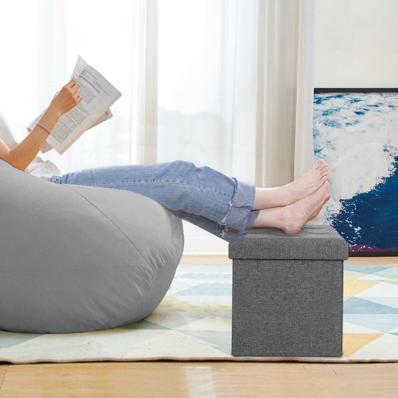 Folding Storage Ottoman Bench, Storage Chest, Foot Rest Stool, Bedroom Bench With Storage, 15" H x 43" W x 15"D