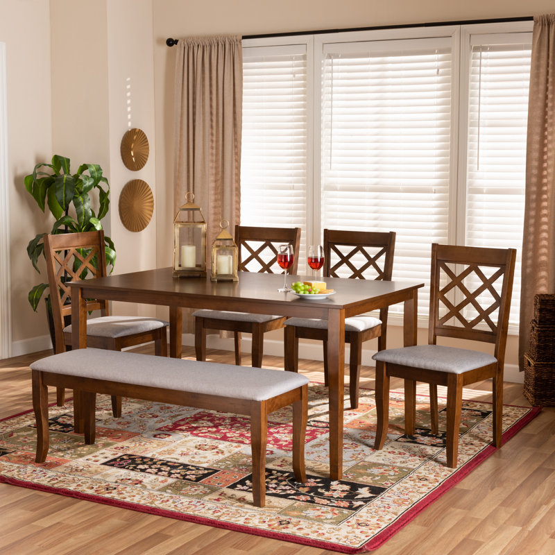 Evripidis 6 - Person Solid Wood Solid Wood Top Four Leg Dining Set
