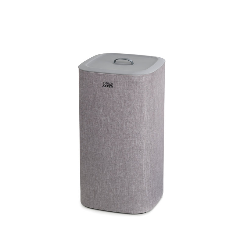 Gray 60L Dual Compartment Laundry Basket with Lid