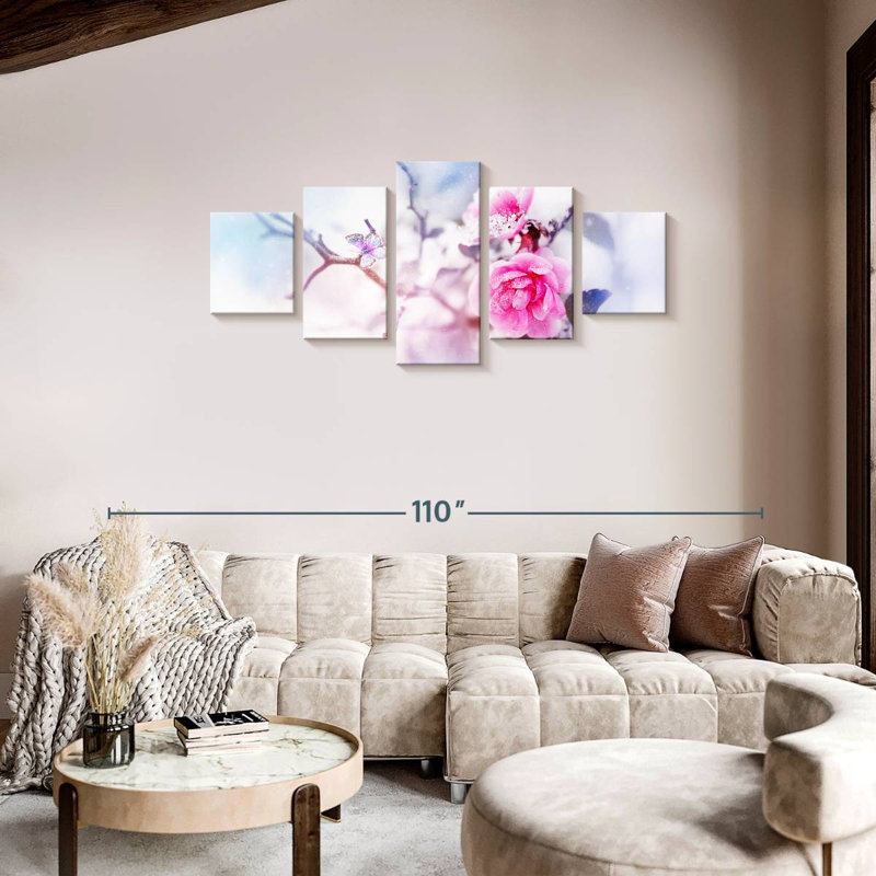Snowy Roses, 34" H x 74" W